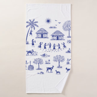 Toalha De Banho Ilustração Tribal Warli Indiana