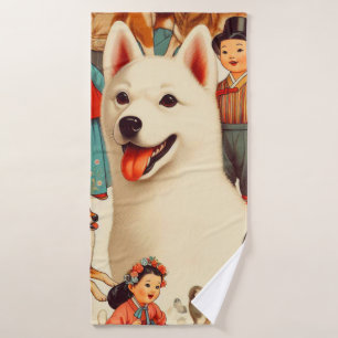 Toalha De Banho Ilustração Vintage Coreano Jindo