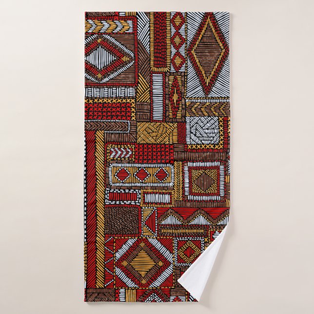 Toalha De Banho Impressão de Étnica Bordada de Estilo de Patchwork (Toalha de Banho)