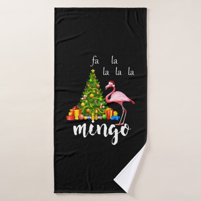 Toalha De Banho Impressão de Natal Pink Flamingo Santa Hat (Toalha de Banho)