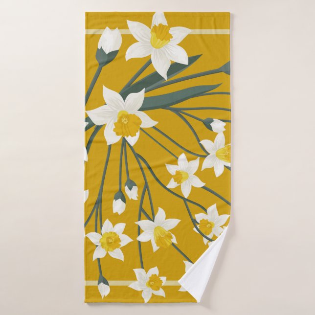 Toalha De Banho Impressão floral de cachecol incomum. Estilo moder (Toalha de Banho)