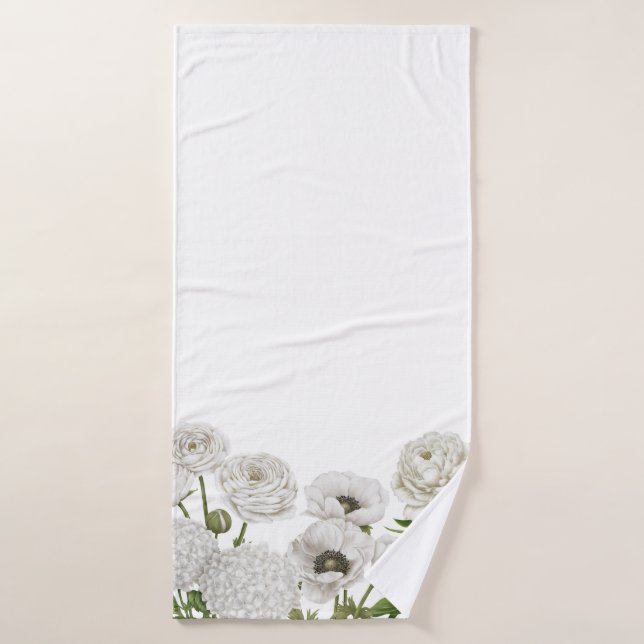 Toalha De Banho Jardim de flores brancas da Casa de fazenda Modern (Toalha de Banho)