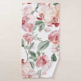 Toalha De Banho Jardim de Orquídeas Aquarela Floral Sonho Botânico