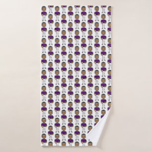 Toalha De Banho jogador de futebol retrô vintage roxo preto simple