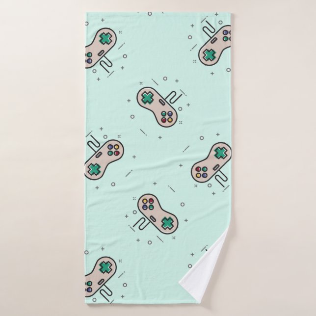Toalha De Banho Joystick de jogos de cinza em azul (Toalha de Banho)
