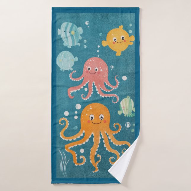 Toalha De Banho Kawaii Octopus Trabalho de arte Beach Towel (Toalha de Banho)