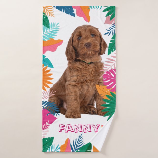 Toalha De Banho La photo et le nom de votre animal favori  (Toalha de Banho)