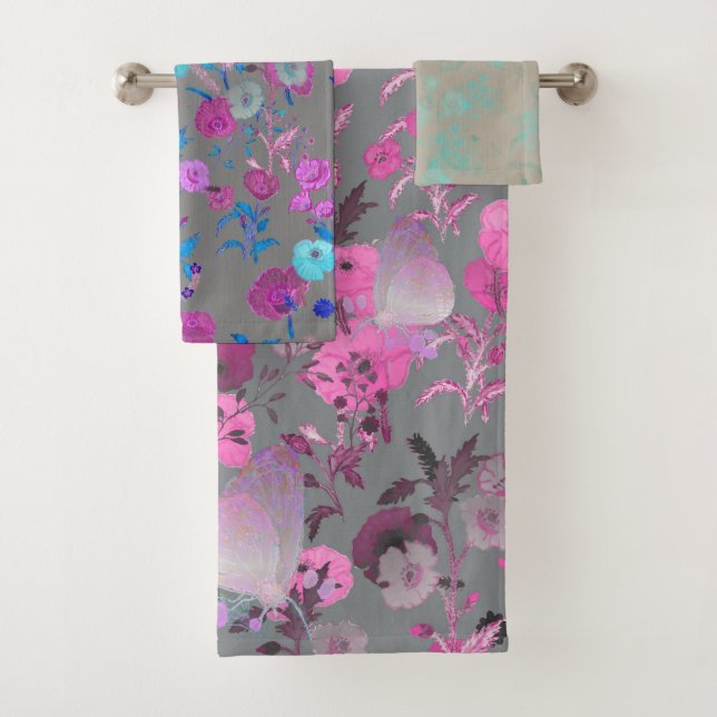 Toalha de Banho Lavada Estampa de Flores Ilustrada (Insitu)
