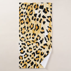 Toalha De Banho leopardo amarelo e branco desenhado à mão