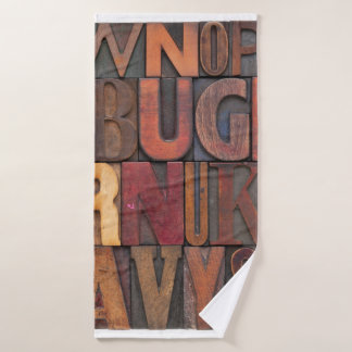 Toalha De Banho letras aleatórias do alfabeto - madeira de pré-imp