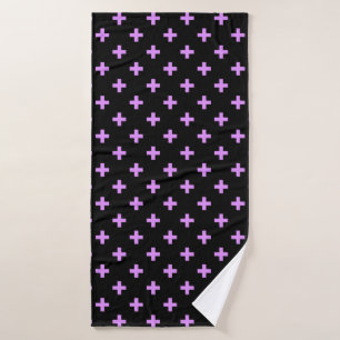 Toalha De Banho Lilac polka cruza em preto