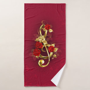 Toalha De Banho Limpeza de ouro com Flores Rosa