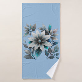 Toalha De Banho lindas flores e folhas de gelo