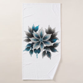 Toalha De Banho lindas flores e folhas de gelo