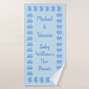 Toalha De Banho Lindos Pés de Coelho Azul de Bebê Menino Personali