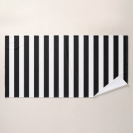 Toalha De Banho Listrado Elegante Branco e Preto