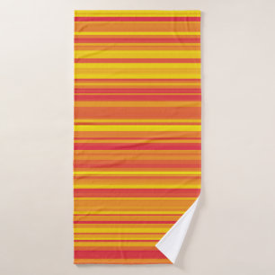 Toalha De Banho Listras Laranja Vermelho Amarelo