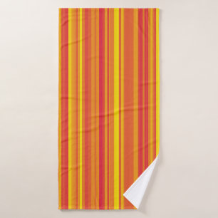 Toalha De Banho Listras Laranja Vermelho Amarelo