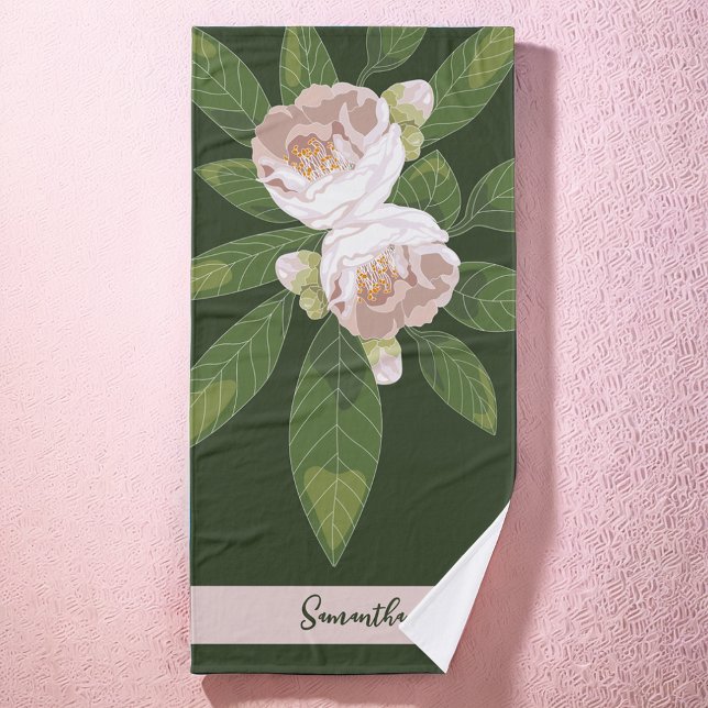 Toalha De Banho Lush Flower e Greenery Elegante (Lush Flower and Greenery Elegant Bath Towel)