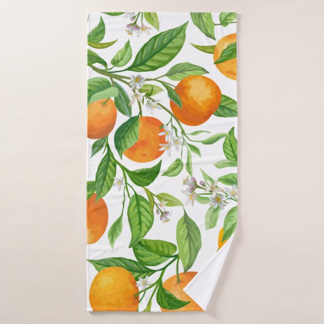 Toalha De Banho Mandarin Fruit Seamless Tropical Pattern, Colorful (Toalha de Banho)