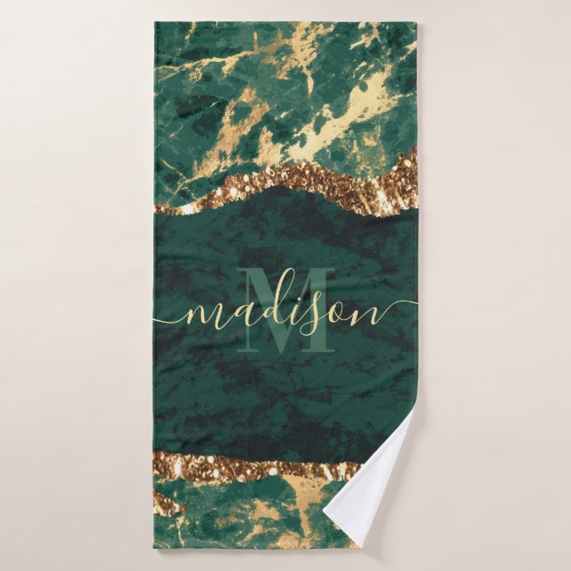 Toalha De Banho Mármore Verde e Dourado (Toalha de Banho)