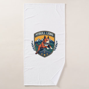 Toalha De Banho Mascote Esportivo Vintage Leões Pitbull Vetor D