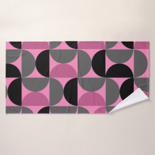 Toalha De Banho Médio Século moderno cor-de-rosa, preto e cinza