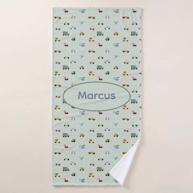 Toalha De Banho Meninos Portáteis - Carro de Transporte Cute Monog (Toalha de Banho)