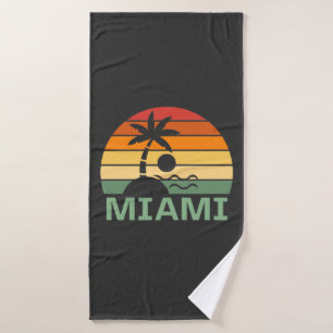 Toalha De Banho Miami Florida Vintage Palm Trees Summer Beach