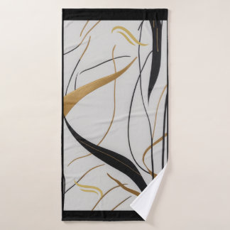 Toalha De Banho Modern Black & Gold Abstract Line bath towel