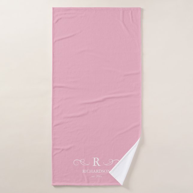 Toalha de Banho Monograma Rosa Rústica (Toalha de Banho)