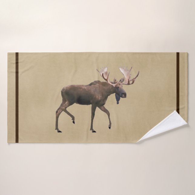 Toalha De Banho Moose Bull Em Papel Antigo (Toalha de Banho)