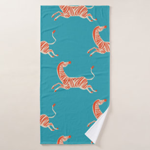 Toalha De Banho motif de ilustração Zebra retro neon colorido vi