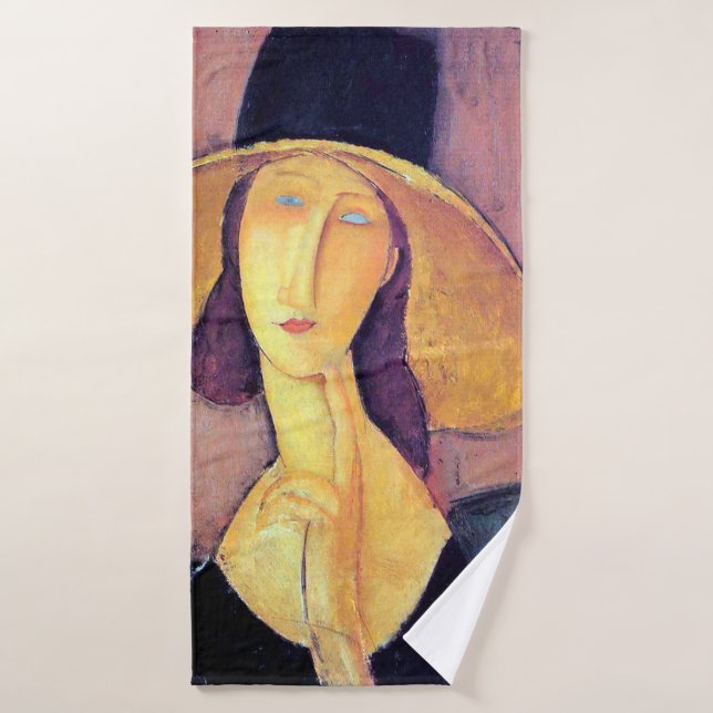 Toalha De Banho Mulher com chapéu grande, Modigliani (Toalha de Banho)