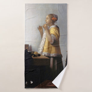 Toalha De Banho Mulher com colar de pérolas, Johannes Vermeer