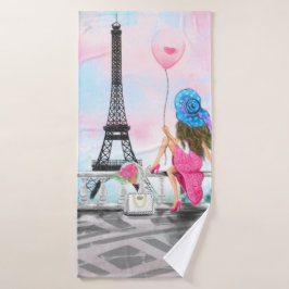Toalha De Banho Mulher em Paris Bath Towel com Torres Eiffel