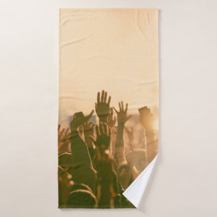 Toalha De Banho Multidão no concerto - Fotoconcerto retrô, multidã
