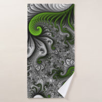 Mundo Fantasia Verde E Cinza Arte Fractal Abstrata