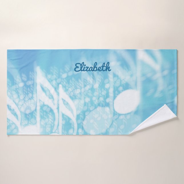 Toalha De Banho Música Azul Personalizada (Toalha de Banho)