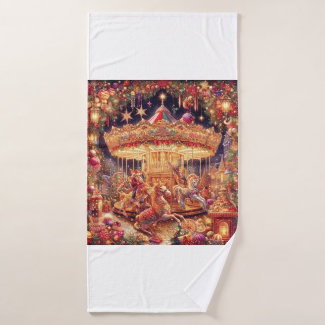 Toalha De Banho "Natal Carousel Joy Bath Towel (Toalha de Banho)