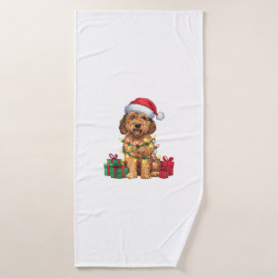 Toalha De Banho Natal de Santa Hat Labradoodle Dog