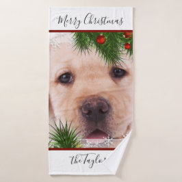 Toalha De Banho Natal do laboratório amarelo - Puppy Labrador pers