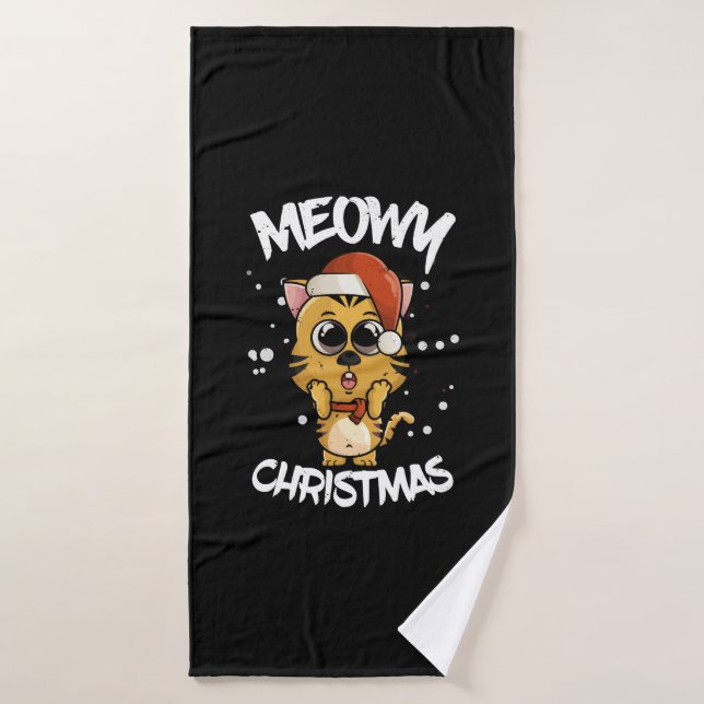 Toalha De Banho natal meowy (Toalha de Banho)