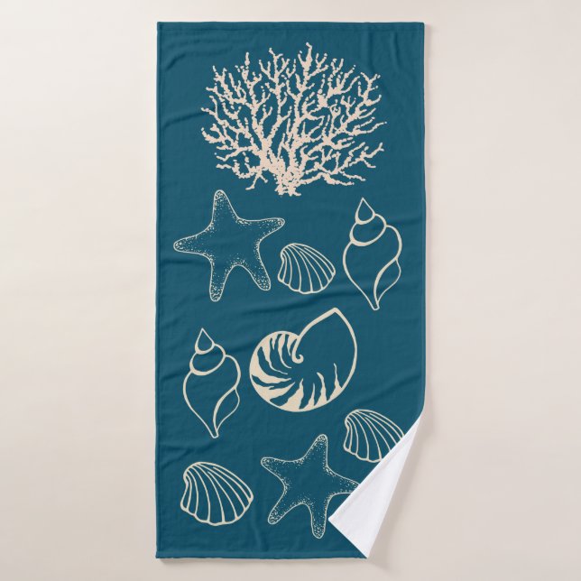 Toalha De Banho Nautical Seashell Bath Towel (Toalha de Banho)