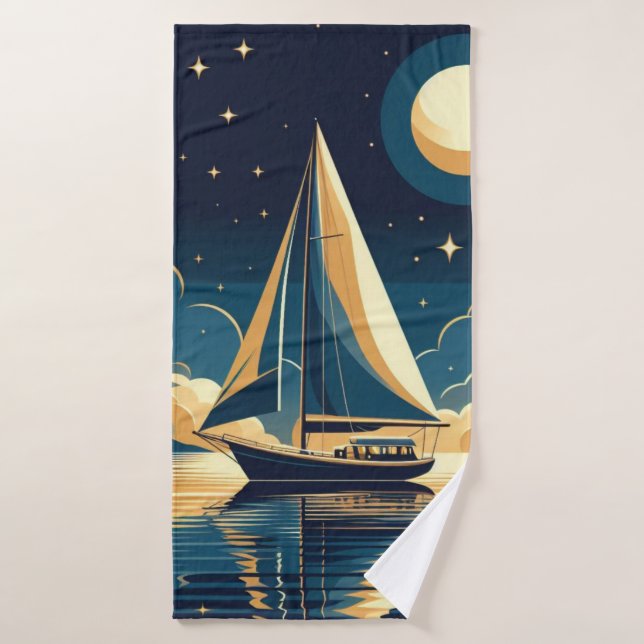 Toalha De Banho Navio à noite (Toalha de Banho)