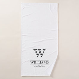 Toalha De Banho Nome da Família Inicial Clássica Elegante Personal