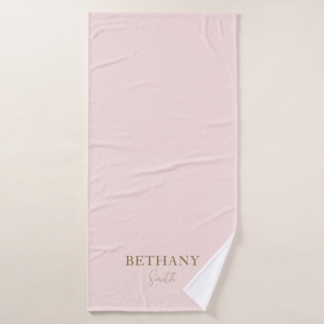 Toalha De Banho Nome Dourado Cor-de-Rosa Esbranquiçado (Toalha de Banho)