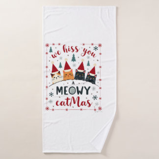 Toalha De Banho Nós te Assobiamos um Gato Feliz Catmas Natal Diver