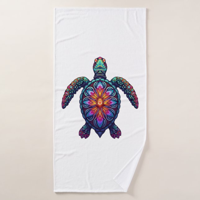 Toalha De Banho Ocean Animal Tie Dye Tribal Sea Animal Maori Turtl (Toalha de Banho)
