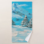 Toalha De Banho  oil painting, winter mountain landscape with spru<br><div class="desc">oil painting,  winter mountain landscape with spruce
christmas, oil, winter, alps, forest, ice, landscape, snowy, watercolor, alpine, art, artist, artistic, blue, bright, cold, design, drawing, environment, frost, vintage, retro, illustration, </div>